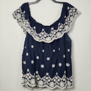 Maurices 3x Plus Navy Blue Blouse Top